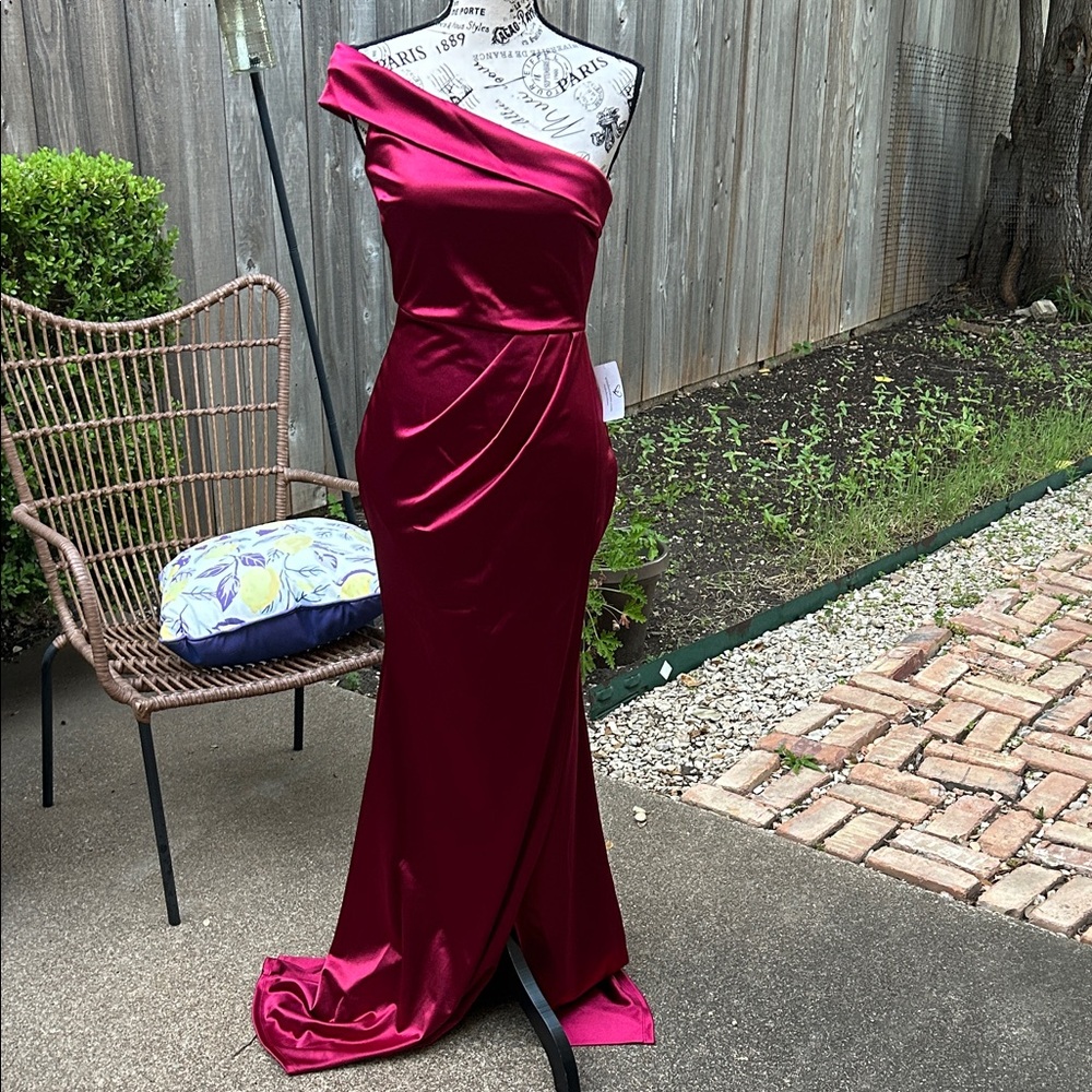 Windsor One Shoulder Burgundy Dress